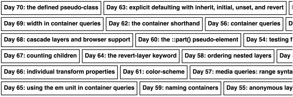 A 4-rows grid. Each item in each row is as wide as its content.